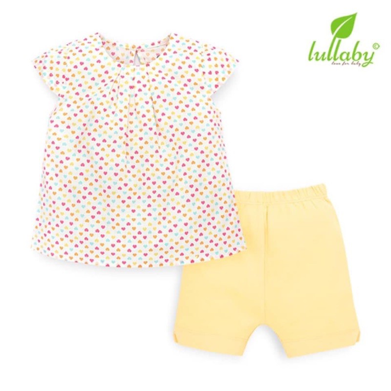 [LULLABY] Bộ cộc tay bé gái cotton Poplin Lullaby cao cấp