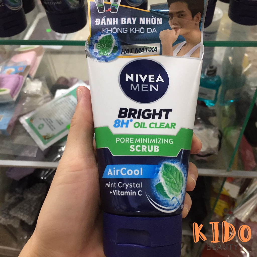 Sữa Rửa Mặt Nam Nivea Men Bright 8h| 10X Brightening| 10X Effect Dark| Acne-Damaged Skin| Acne Oil Control Scrub 100g