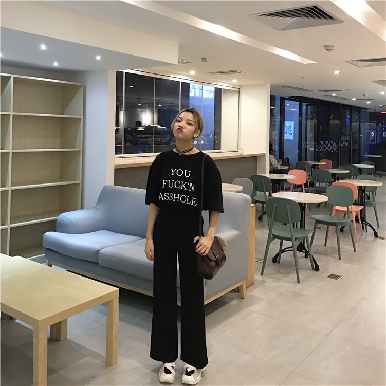 Quần Xiaozhainv Ống Rộng Lưng Cao Màu Đen Thiết Kế Hợp Thời Trang | BigBuy360 - bigbuy360.vn