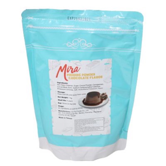 Bột Pudding vị trứng/ khoai môn/ sô cô la/ dưa lưới/ dâu Đài Loan hiệu Mira 1kg