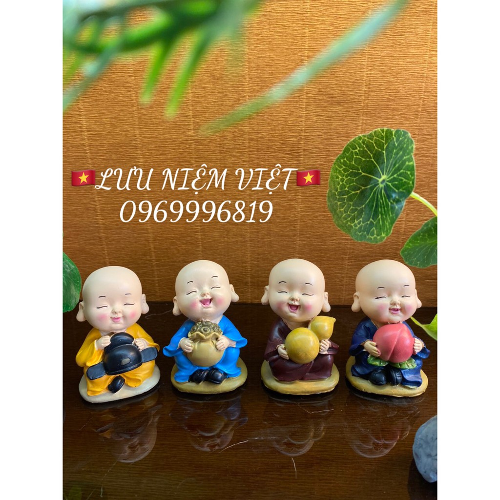 Bộ 4 tượng chú tiểu thanh tịnh vui vẻ