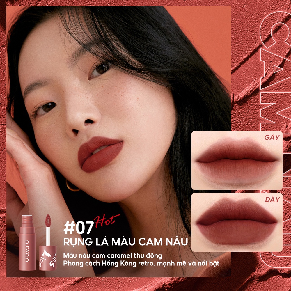 Son kem Kiêm Má Hồng O.TWO.O Sắc Tố Cao velvet son bóng nội địa trung son lì  30g