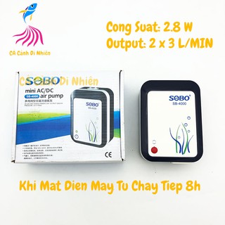Máy sục sủi khí oxy TÍCH ĐIỆN 2 vòi SOBO SB-4000 cho hồ cá SB4000