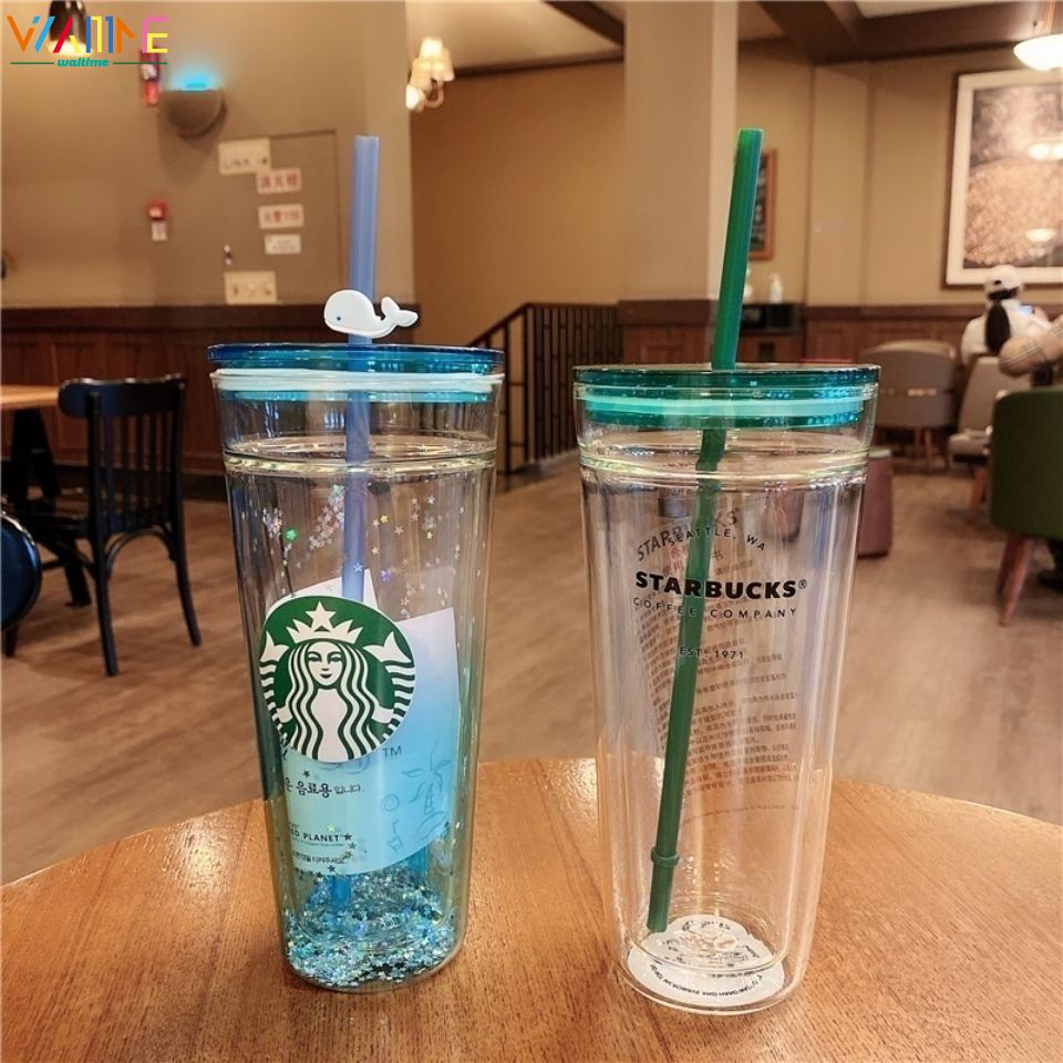 Thoải mái Đôi-Hai lớp rơm cốc nhựa trong suốt nước cup Mùa Hè Bộ Sưu Tập Ly Lạnh sáng Tạo cốc nhựa waitime