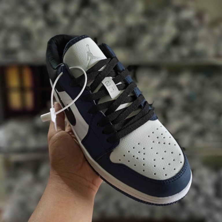 Giày thể thao nam nữ air jordan, giày Jordan 1 low xanh navy cổ thấp thời trang full box bill