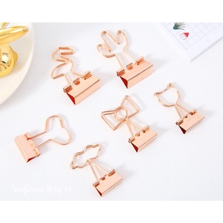 [FREESHIP 50K] Kẹp Giấy Kim Loại Gold Rose Đuôi Hình Hoạt Hình Dễ Thương, Kẹp Bướm Màu Vàng Hồng Tiện Dụng