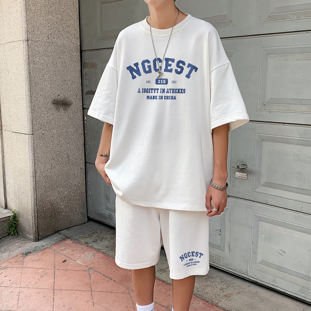 ( Freeship ) Bộ Đồ Thun Phối Chữ 2 Sản Phẩm Áo Kèm Quần Cực Kute Phong Cách Trẻ Trung Năng Động - Fom Dáng Nam Nữ