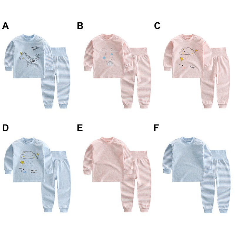 Bộ quần áo ngủ dài tay in hoạt hình dễ thương cho bé