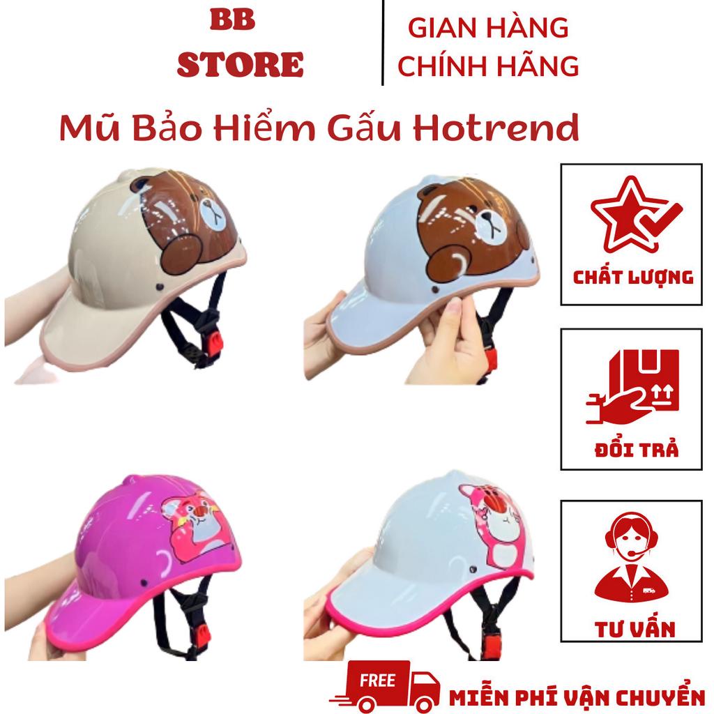 Mũ Bảo Hiểm - Nón Bảo Hiểm Lưỡi Trai Gấu Dâu Dễ Thương Có Khoét Lỗ Sau Nón Chất Liệu Cứng Cáp