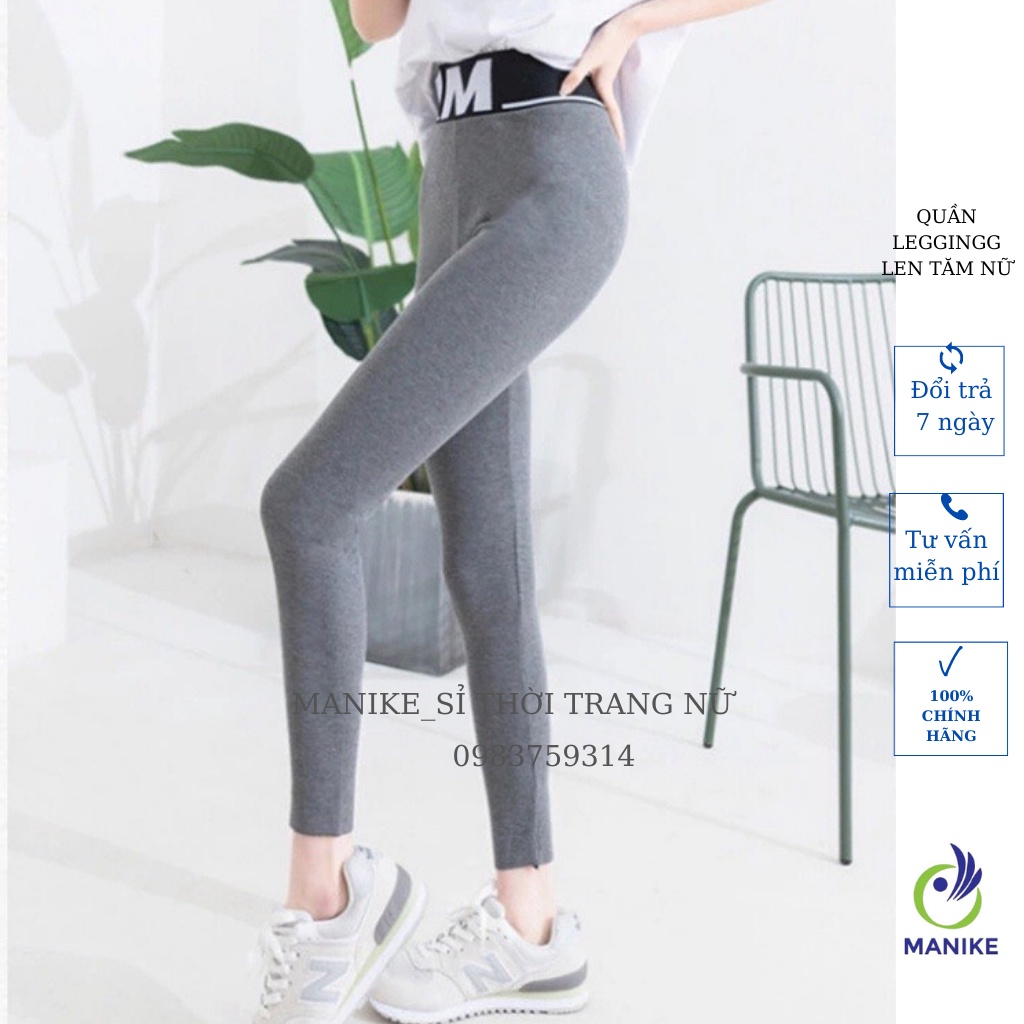 Quần Legging Len Tăm Lưng Cao Cạp Chữ M, Quần Legging Tăm Dài Nữ Thời Trang Nữ