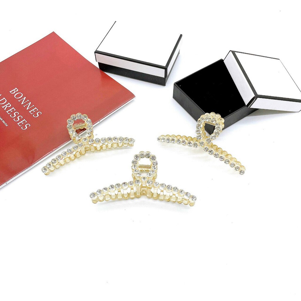 [Có Sẵn] Kẹp Tóc Càng Cua Nhựa Hàn Quốc Hot Trend Đính Ngọc Sang Chảnh Mainia Shop