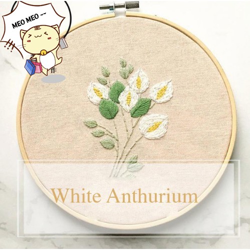 Bộ kit Nguyên liệu kim vải tập thêu đơn giản dành cho người mới bắt đầu - Mẫu hoa lá Xuân Hạ Thu Đông MIE Handmade