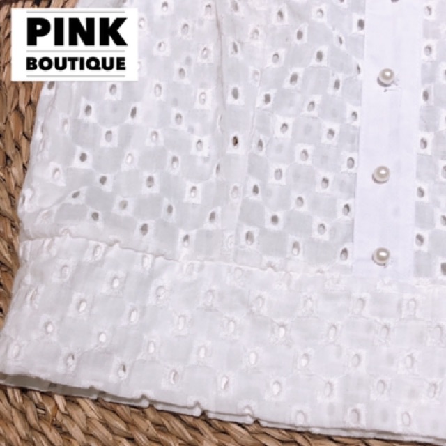 Áo Croptop Trắng thêu Tay Bồng Thiết Kế PINKBOUTIQUE