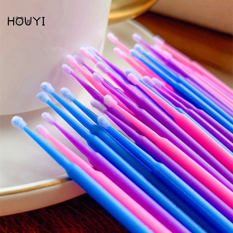 Set 100 Tăm Bông Cotton Mini Nhiều Màu Làm Sạch Lông Mi/Trang Điểm Nối Mi Dùng Một Lần