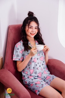 Bộ Lụa xanh tim hồng - lửng