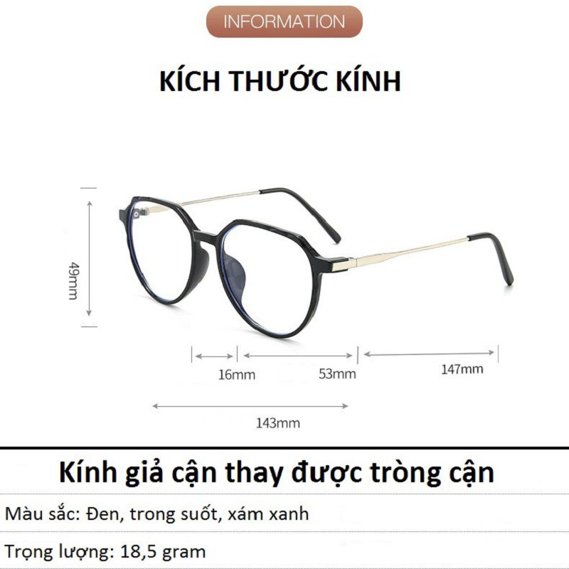 Kính cận nam nữ thời trang cao cấp chống tia UV phong cách Hàn Quốc Hottrend giá rẻ đẹp 061