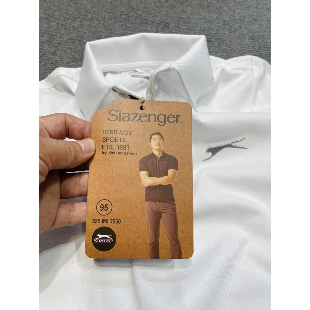 Áo phông nam cổ bẻ màu trắng thể thao cực đẹp xuất hàn Slazenger