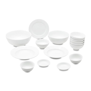 Bộ chén bát sứ cao cấp 15 thứ trắng Long Phương