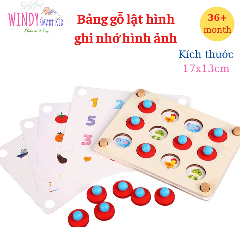 Đồ chơi giáo dục Bảng Gỗ Lật Hình Ghi Nhớ Hình Ảnh 10 Chủ Đề - Đồ chơi gỗ thông minh WINDYSMARTKID