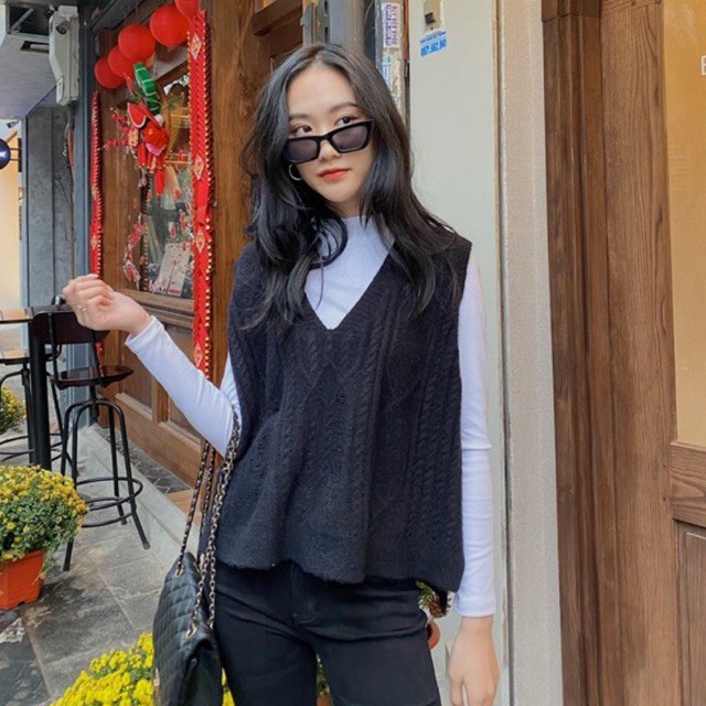 Áo len gile trơn rách 185