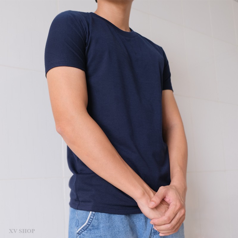 Áo thun unisex nam nữ cổ tròn màu xanh đen Hồ Chí Minh (XV007-BLU)