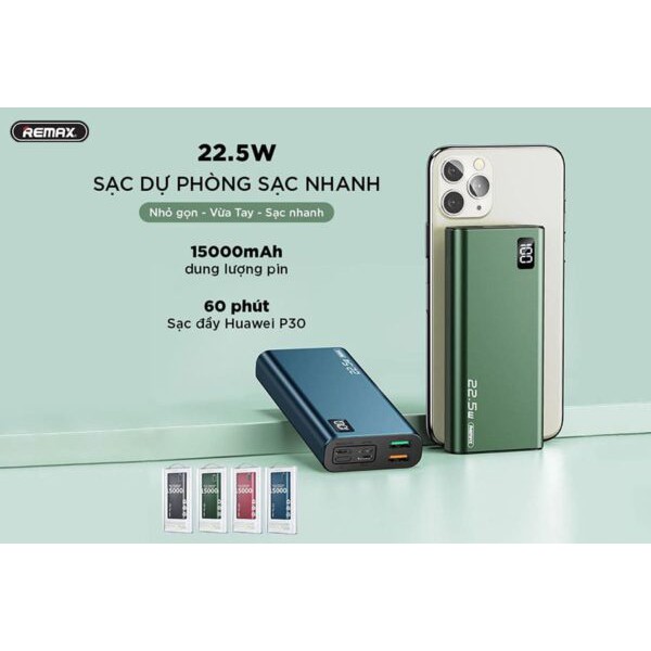 [FreeShip][Ship 2H][GIÁ SỐC] Sạc dự phòng Remax 15.000mAh RPP17 Hỗ trợ 3 đầu nối lightning, micro, usbC