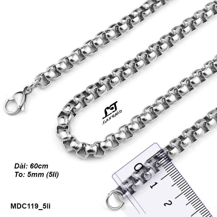 Dây chuyền nam kiểu bông dừa nhiếu size ver2 MDC119