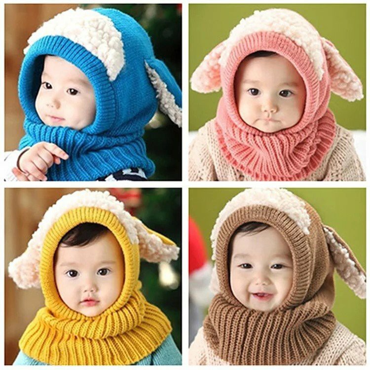 Mũ len tai lông cừu cho bé