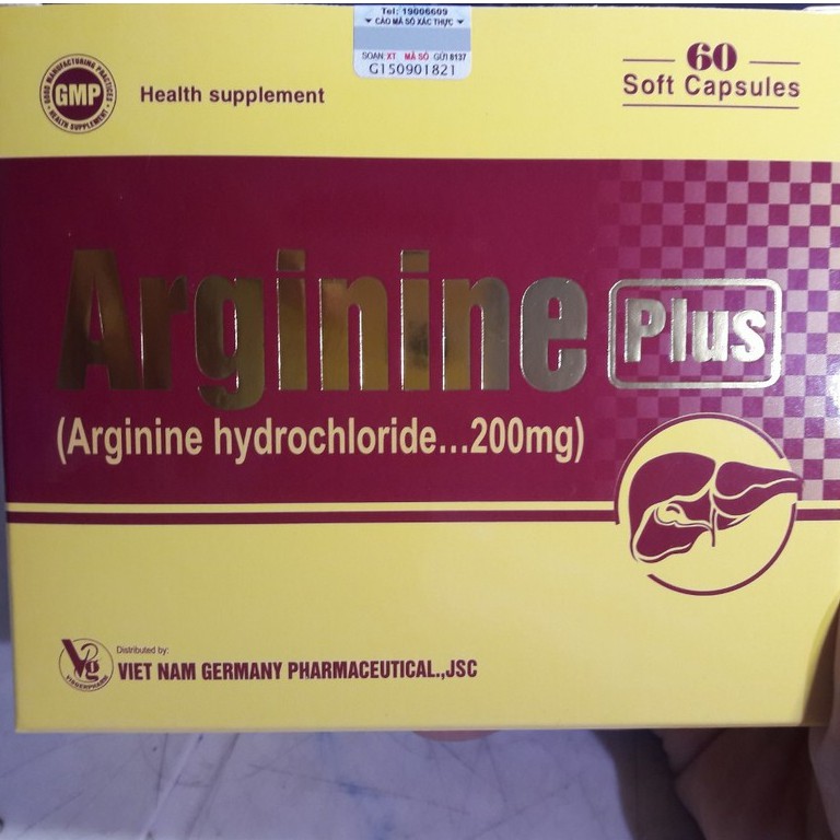 Viên uống bổ gan, hỗ trợ tăng cường sinh lý nam, giải độc gan Arginine Plus 200mg - Hộp 60 viên | BigBuy360 - bigbuy360.vn