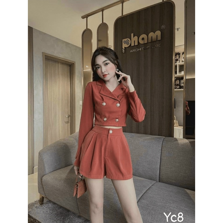 SÉT COTTON LẠNH PHỐI NÚT ÁO KIỂU VEST SANG CHẢNH THỜI THƯỢNG