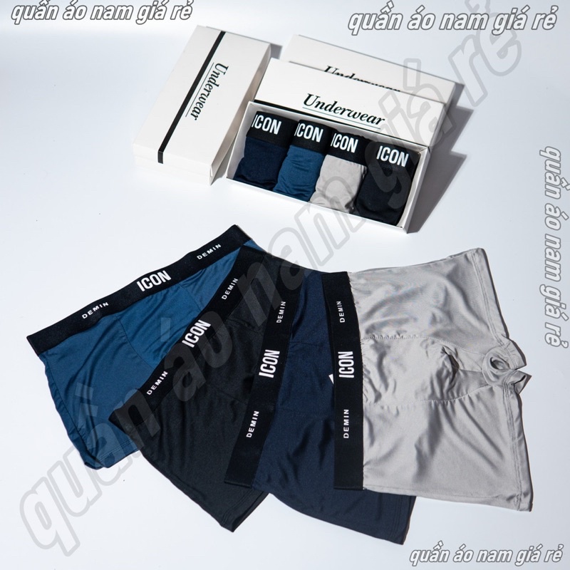Combo quần sịp đùi nam I.CON chất vải thun lạnh, co giãn 4  chiều, ko nhăn,ko xù,ko bay màu, thoải mái vận động
