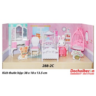 Mô hình nhà thỏ Sylvanian 288-2C-Váy – Phòng ngủ