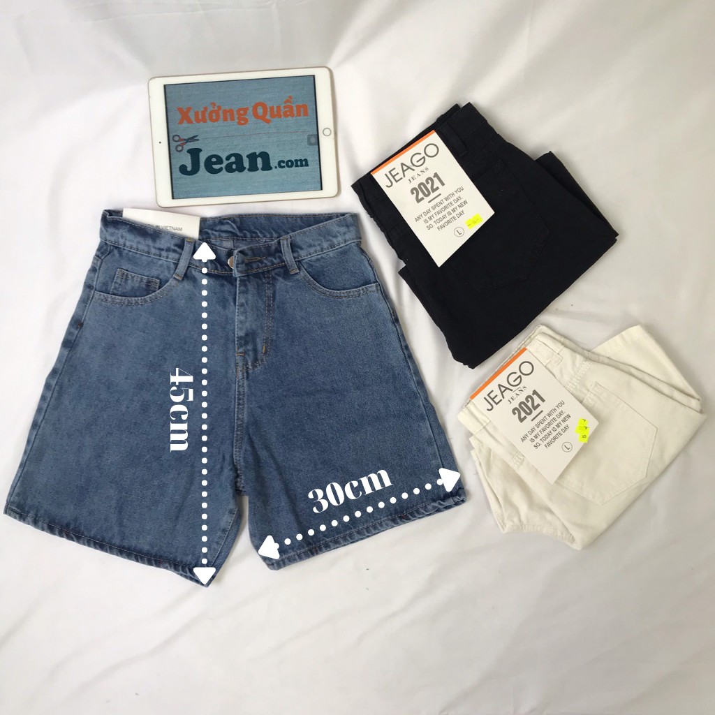 Quần Short Jean Nữ Ống Rộng Lưng Cao BASIC, Quần Ngố Nữ Ống Rộng Phong Cách Ulzzang Hàn Quốc 520 &amp; 304