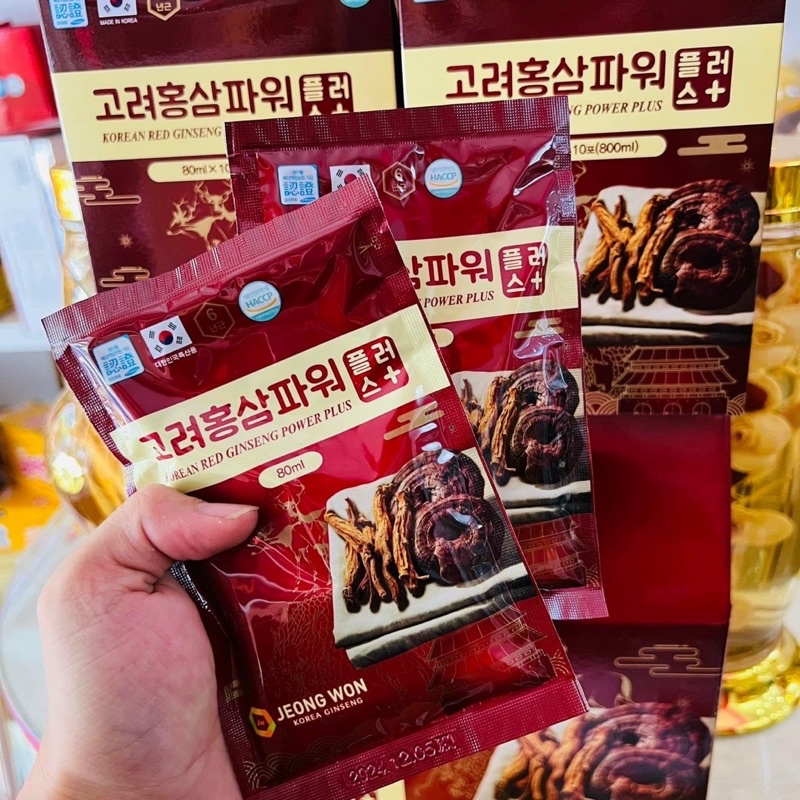 [HÀNG MỚI] Nước Hồng Sâm Linh Chi Nhung Hươu PLUS JOENG WON HÀN QUỐC, Hộp 20 gói x 80ml