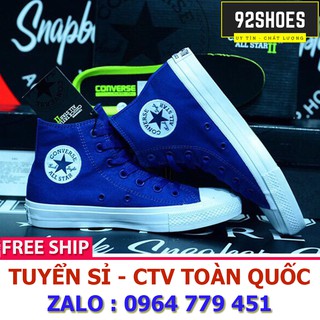 [Free ship] Giày thể thao nam nữ CV CHUCK 2 TAYLOR  xanh dương coban cổ cao