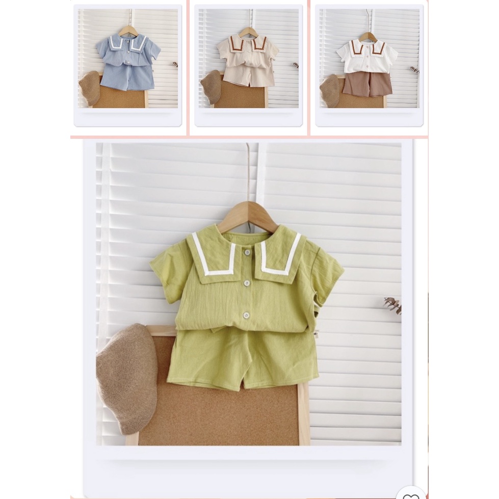 (8-20kg)-Jee kids- Set bộ thô mềm thủy thủ cho bé ngày hè năng động (ảnh thật)