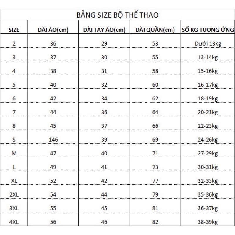Bộ thể thao bé trai,bé gái từ 10-34kg