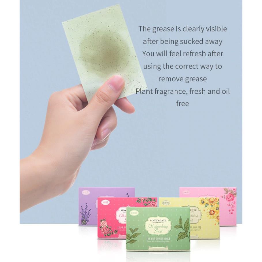 Giấy thấm dầu Maycreate 100 tờ giúp thấm hút dầu, bã nhờn trên da
