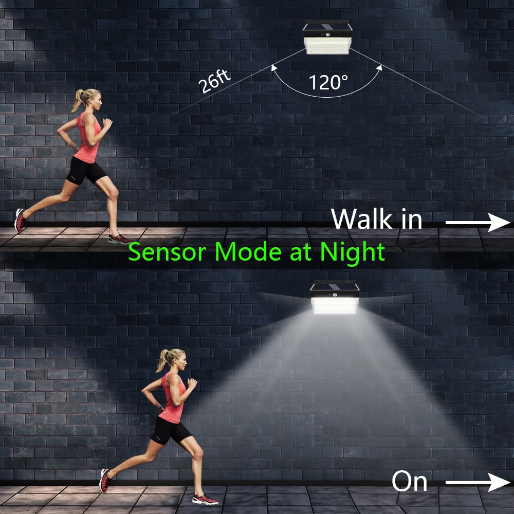 Đèn LED 206 Bóng Năng Lượng Mặt Trời Cảm Biến Chuyển Động Chống Nước 3 Chế Độ Dùng Để Trang Trí Sân Vườn