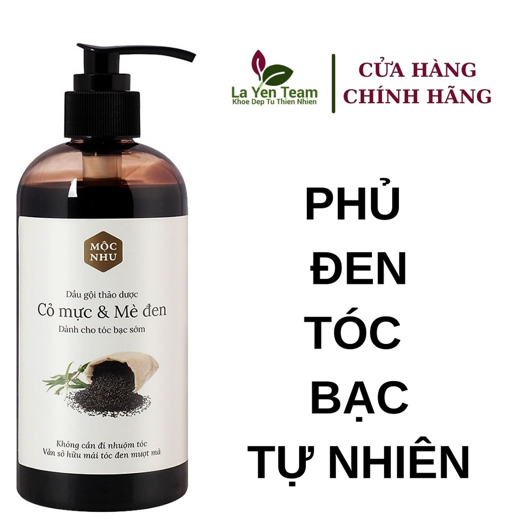 Dầu gội Cỏ Mực Mè Đen ⚡️𝐅𝐑𝐄𝐄 𝐒𝐇𝐈𝐏⚡️ Phủ đen Tóc Bạc Mộc Nhu 300ml