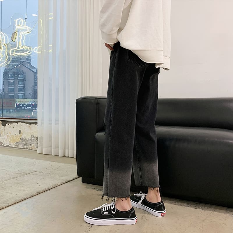 (hot) Quần Baggy Nam Rách phong cách - quần bò nam(ống rộng tua)
