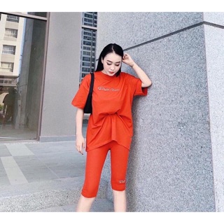 Hình thật sét bộ cotton chữ thêu