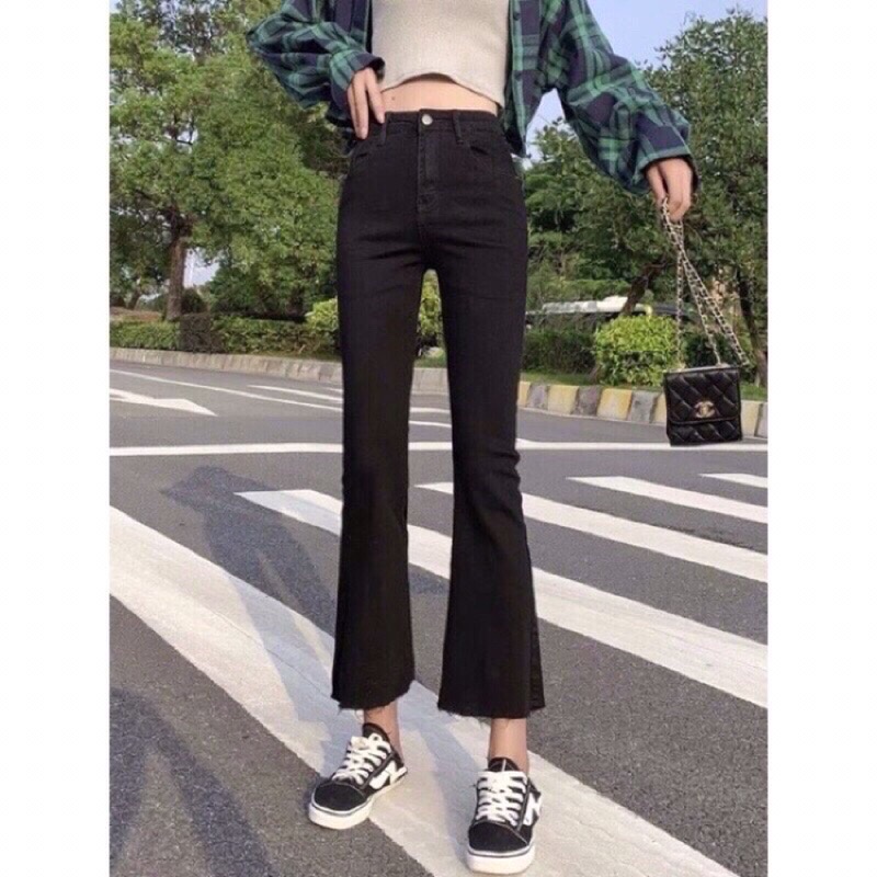 Quần bò jean nữ ống loe đứng co giãn jeans cạp cao cao  jeanhot_0102 ms15