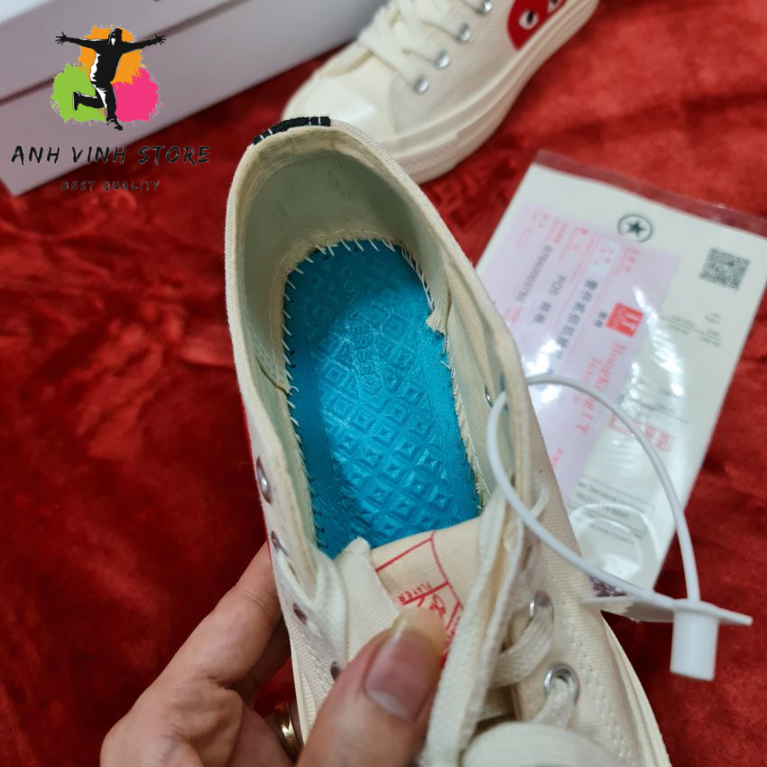 Giày Converse Tim Trắng Sữa Cổ Thấp Nam Nữ