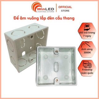 Đế Âm Vuông Cầu Thang Silo, Hộp Đế Âm Nhựa Vuông Đơn, Hộp Âm Tường Nhựa Vuông Lắp Đèn Cầu Thang Độ Bền Cao Chống Cháy