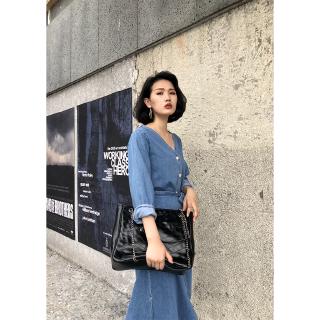 [Nhập WASIPN giảm 30K cho đơn 150K] Đầm denim dáng dài cột eo thanh lịch thời trang