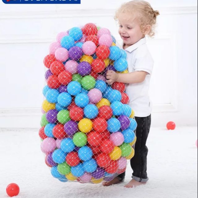 100 quả banh nhiều màu sắc kích thước 3-5cm