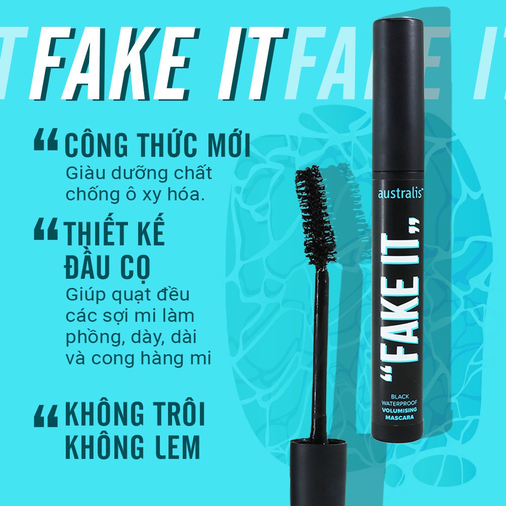 Mascara Giữ Cong và Dài Mi Đen , Không Lem Không Trôi Chính Hãng Từ Úc - FakeIt Waterproof Australis