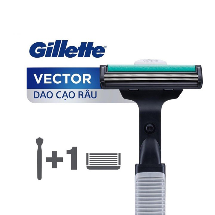 Combo  Dao Cạo Râu và 2 Lưỡi dao cạo râu Gillette Vector