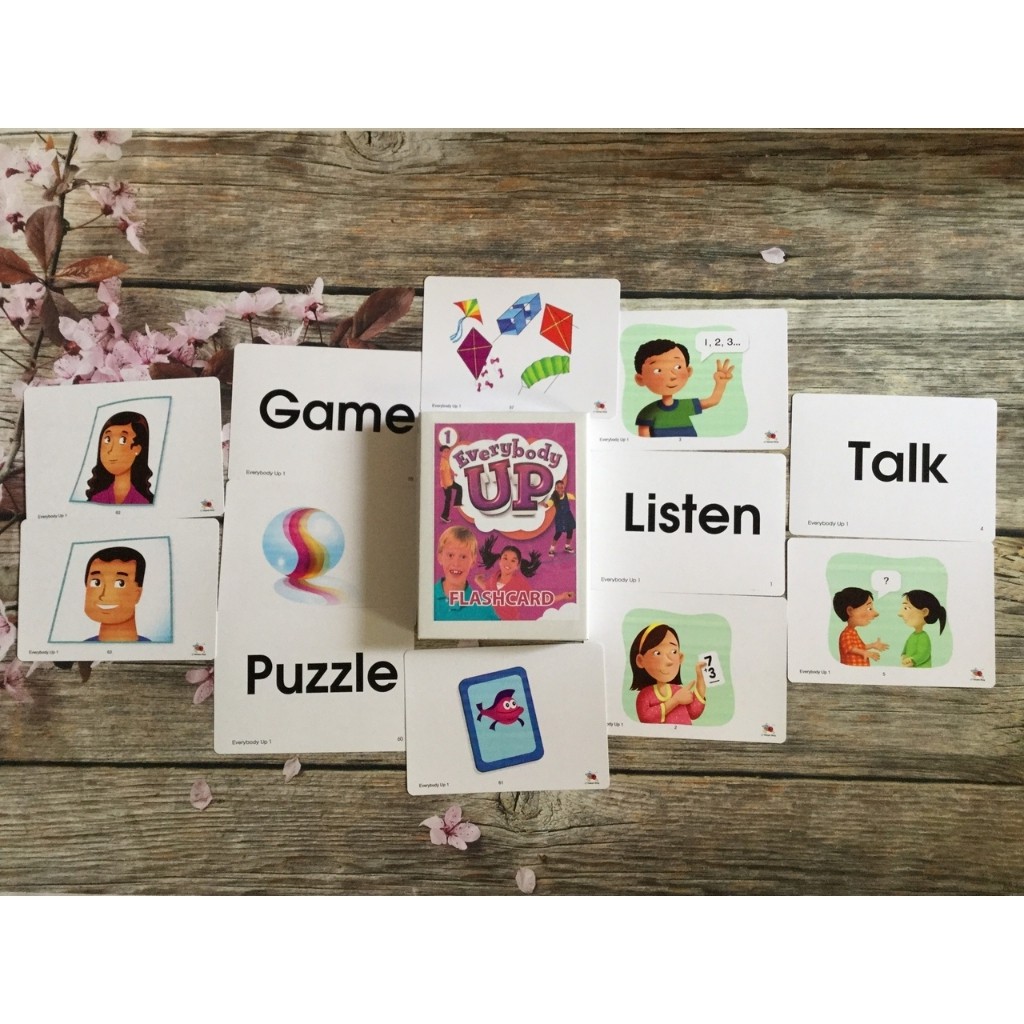 Flashcard Everybody Up bản 2nd, Ép Plastic, 2 mặt, Khổ A5